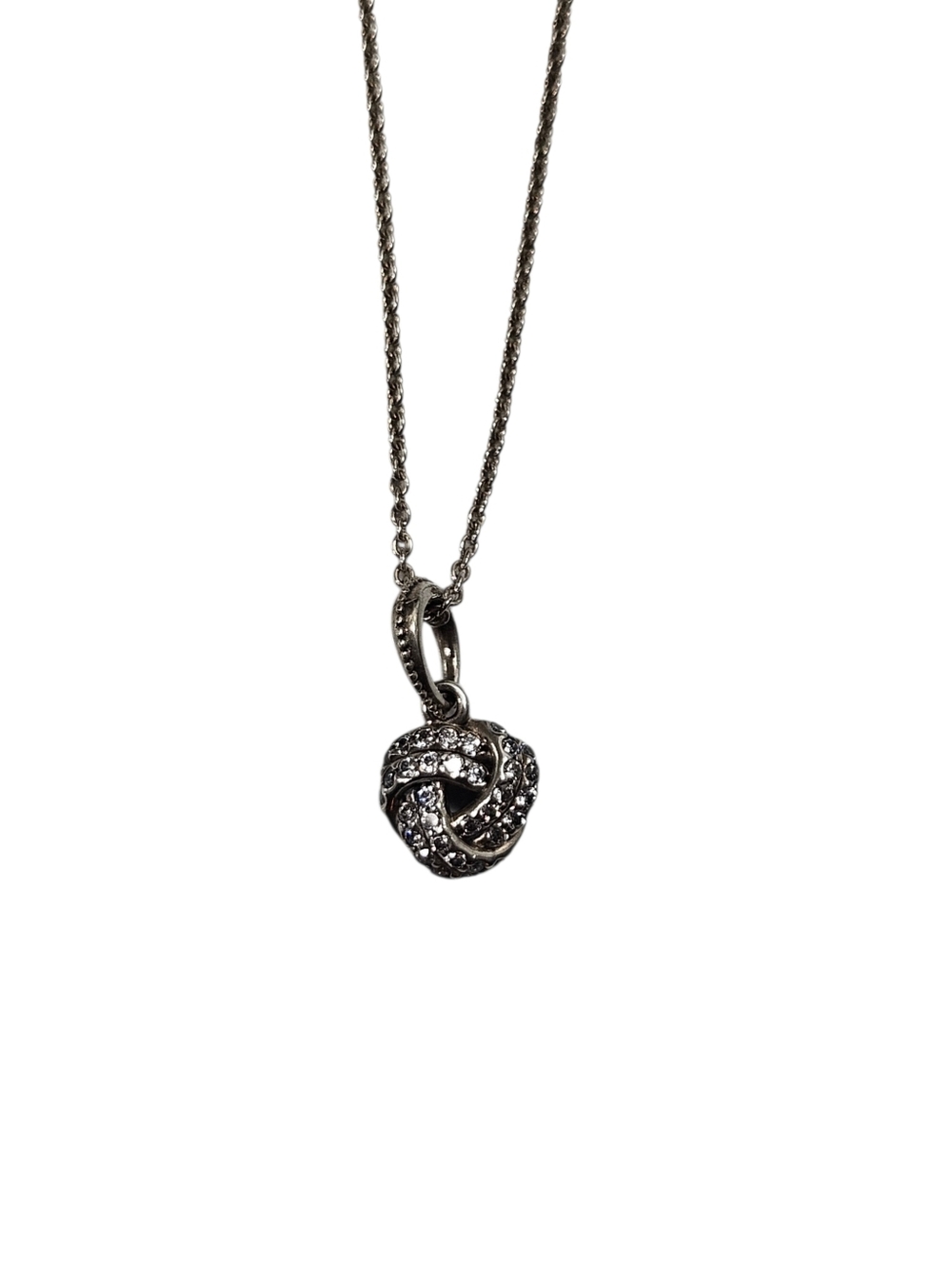 Pandora Sparkling Love Knot CZ Necklace Sterling Silver 17"